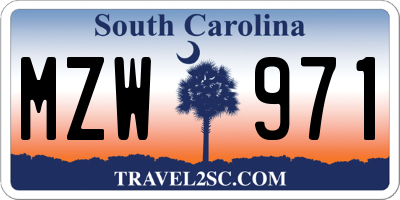 SC license plate MZW971