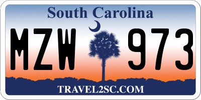 SC license plate MZW973