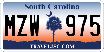 SC license plate MZW975