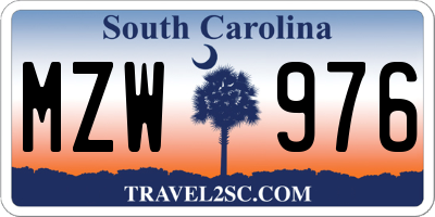 SC license plate MZW976