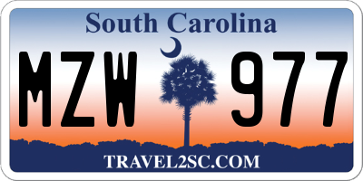 SC license plate MZW977