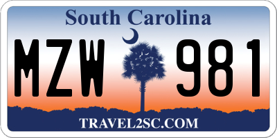 SC license plate MZW981