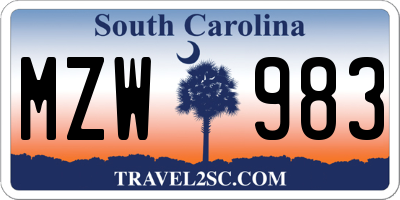 SC license plate MZW983