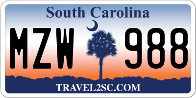 SC license plate MZW988
