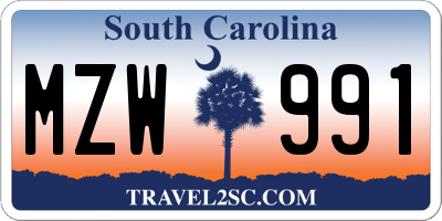 SC license plate MZW991