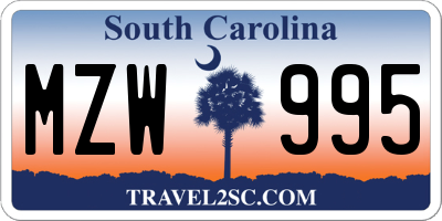 SC license plate MZW995
