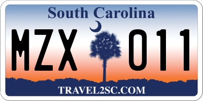 SC license plate MZX011