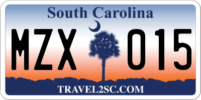 SC license plate MZX015