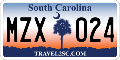 SC license plate MZX024