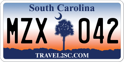 SC license plate MZX042