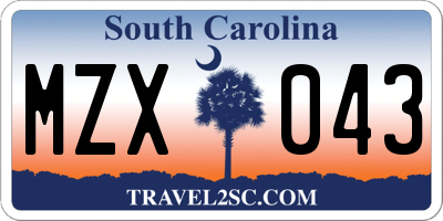 SC license plate MZX043