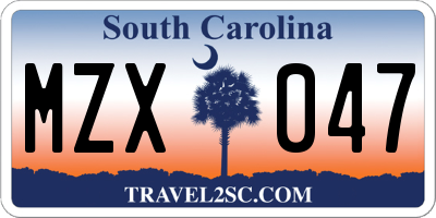 SC license plate MZX047