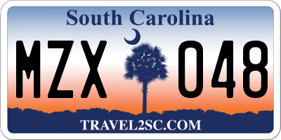 SC license plate MZX048