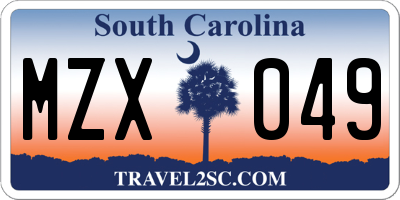 SC license plate MZX049