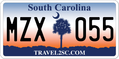 SC license plate MZX055