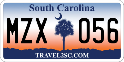 SC license plate MZX056