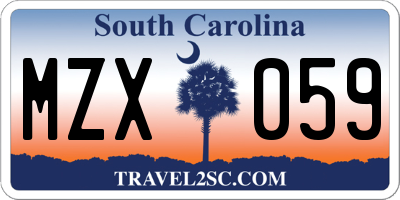 SC license plate MZX059