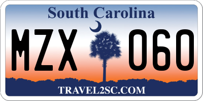 SC license plate MZX060