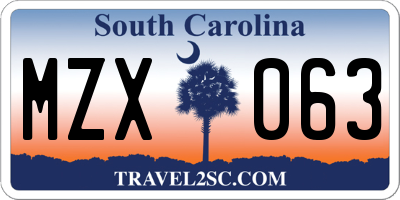 SC license plate MZX063