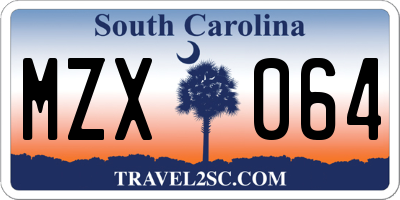 SC license plate MZX064