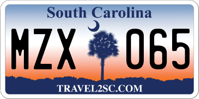 SC license plate MZX065
