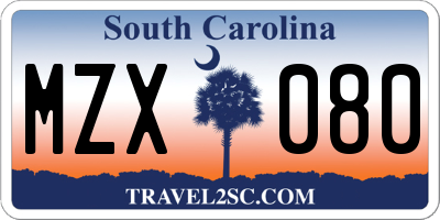 SC license plate MZX080