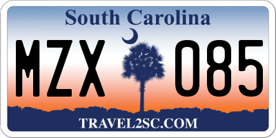 SC license plate MZX085