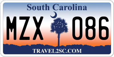 SC license plate MZX086