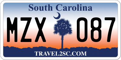 SC license plate MZX087