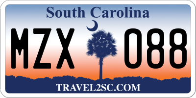 SC license plate MZX088