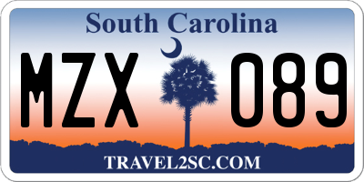 SC license plate MZX089