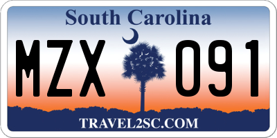 SC license plate MZX091