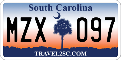 SC license plate MZX097