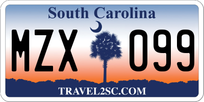 SC license plate MZX099
