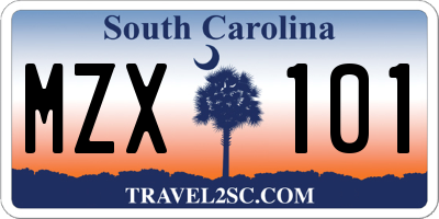 SC license plate MZX101