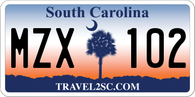 SC license plate MZX102
