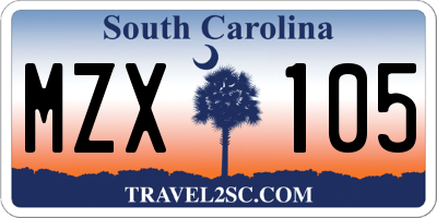 SC license plate MZX105