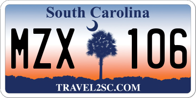 SC license plate MZX106
