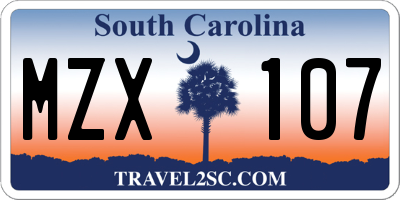 SC license plate MZX107
