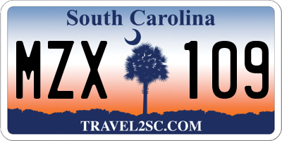 SC license plate MZX109