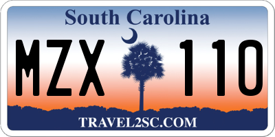 SC license plate MZX110