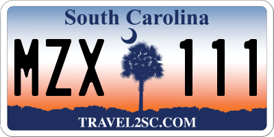 SC license plate MZX111