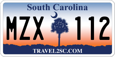 SC license plate MZX112