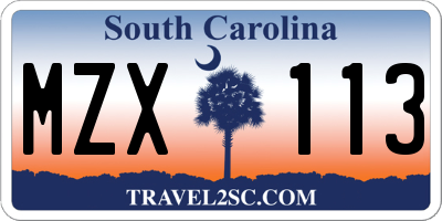 SC license plate MZX113