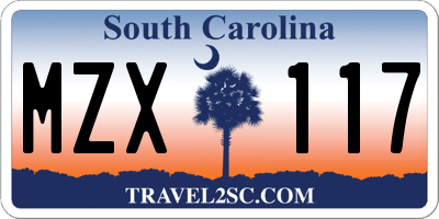 SC license plate MZX117