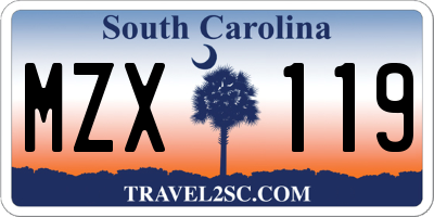 SC license plate MZX119