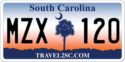 SC license plate MZX120