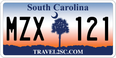 SC license plate MZX121