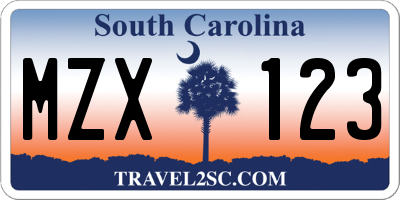 SC license plate MZX123