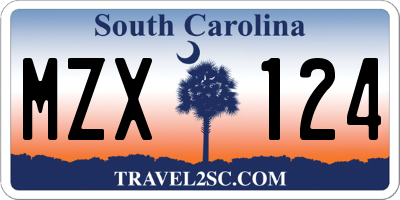 SC license plate MZX124